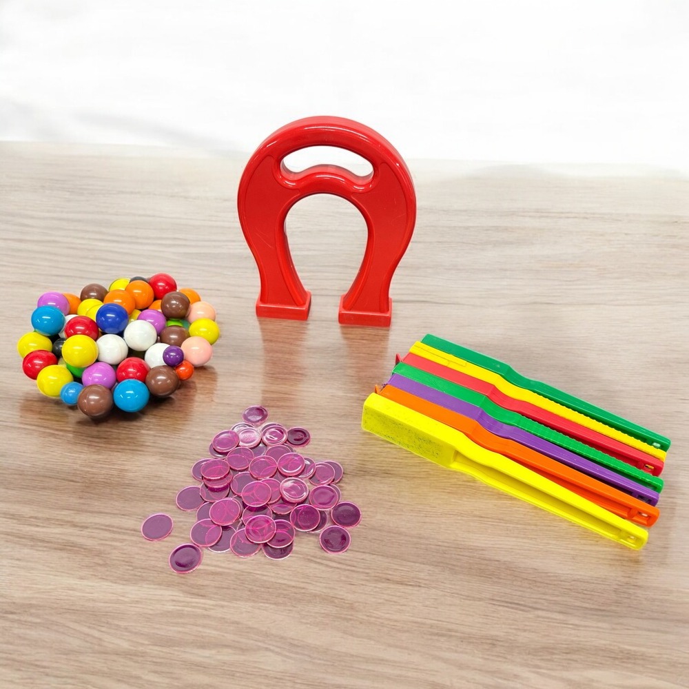 Magnetic STEM Toy Set: Horseshoe Magnet, Wands, Balls, Chips - Science Fun!